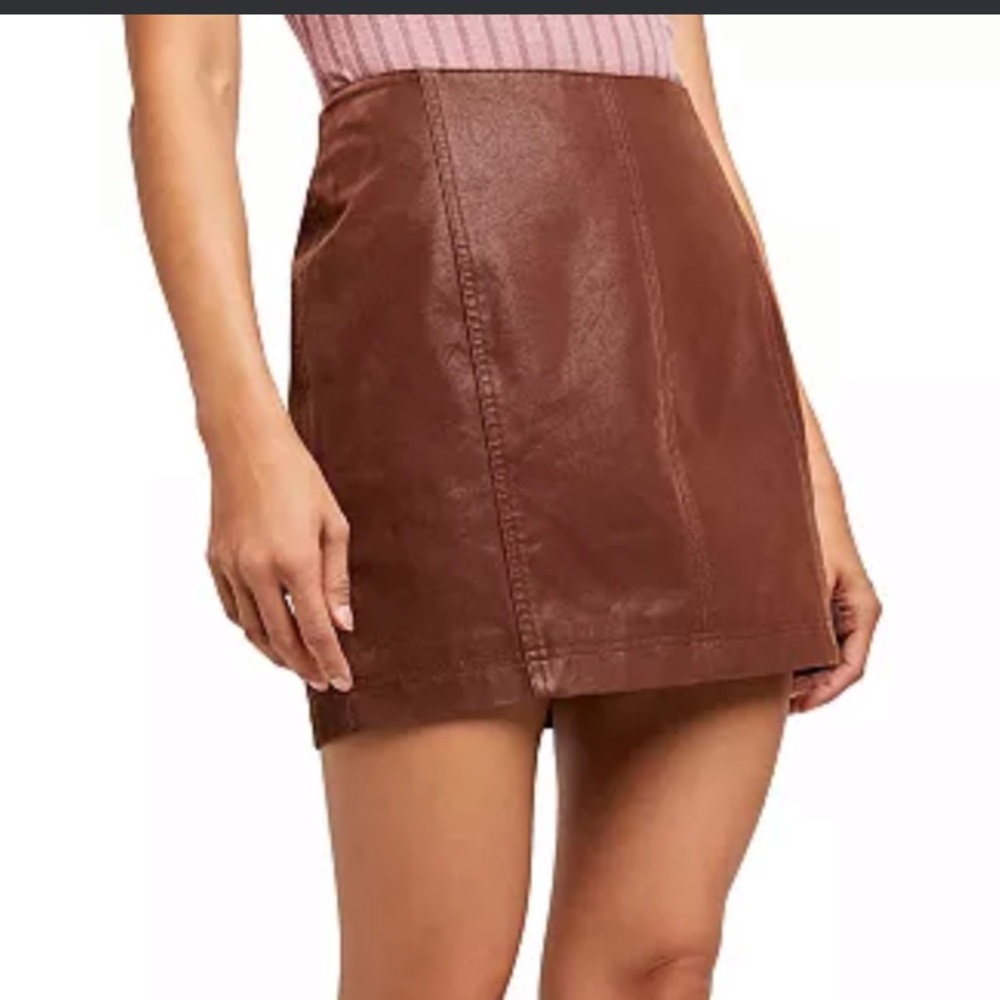 Free People Faux Leather Mini Skirt